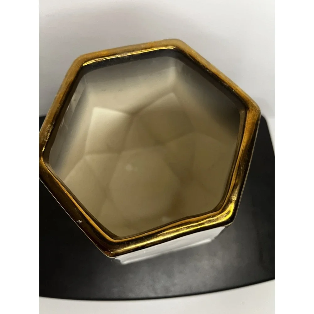 Large Ceramic Vase White Gold‎ Accent Elegant Home Decor